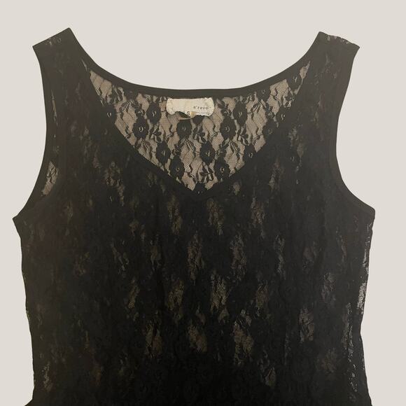 Areve S Black Lace Dress | Handkerchief Hem, Romantic Fit & Flare, Cottagecore - Picture 6 of 7